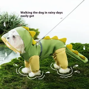 Waterproof Dog Raincoat with 4 Legs Dinosaur Design for Medium Large Dogs Teddy Golden Retriever Pet Coat Dog Clothes DogCostume