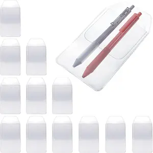 12 count Pocket Protector for Men Shirt, Heavy Duty PVC Pen Protect Holder for Shirts, Lab Coats, Pointers, Cards, Pocket Protectors for Pens and Pencils School  Office Supplies (Clear Trapezoid)