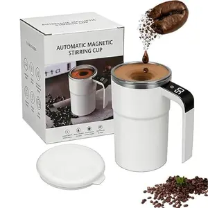 New Electric Self-stirring Coffee Mug Magnetic Stirring Cup Rechargeable Automatic Mixing Cup w/LCD Thermometer for Milk/Cocoa at Office/Kitchen/Travel,Valentine's Day gift,The best gift choice for girlfriend.