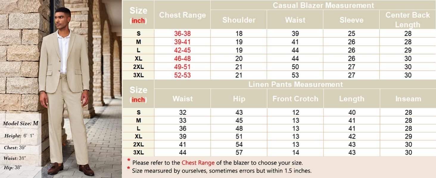 COOFANDY Men's 2 Piece Linen Suits Set Regular Fit Casual Lightweight Blazer Jacket and Pants