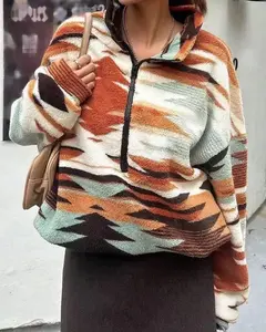 Bohemian Aztec Half-Zip Fleece Pullover
