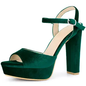 BLISSFUL STEP Women's Chunky High Heels Slingback Strap Platform Heel Sandals