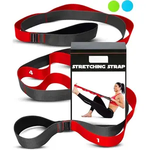 Stretching Strap with Loops - Non Elastic Stretch Band for Physical Therapy, Yoga Strap for Stretching Equipment, Stretch Bands for Exercise and Flexibility - Fascia, Hamstring & Leg Stretcher Belt