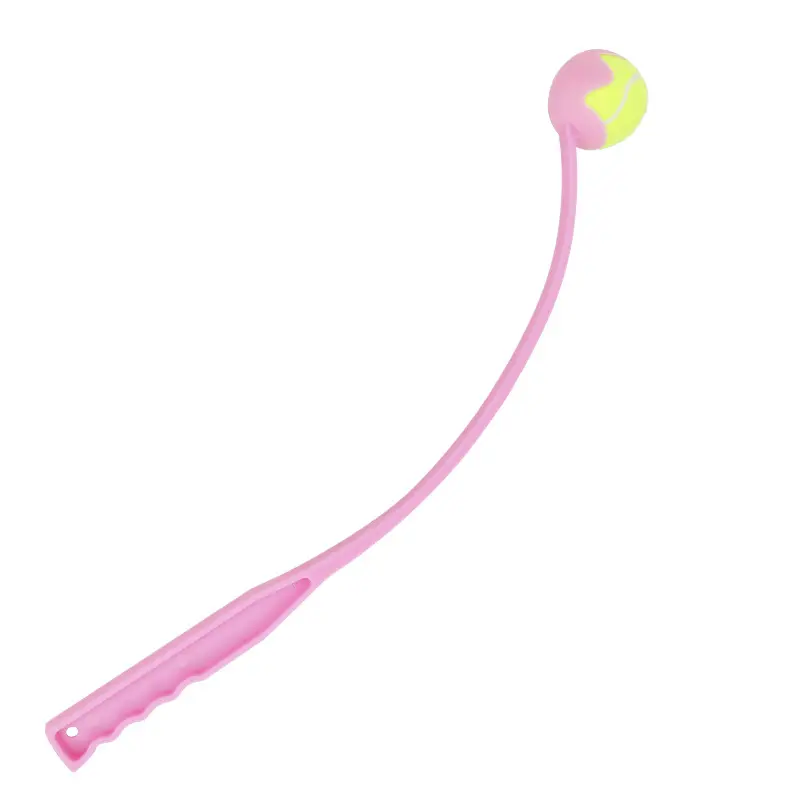 Pink throwing racket + tennis ball set