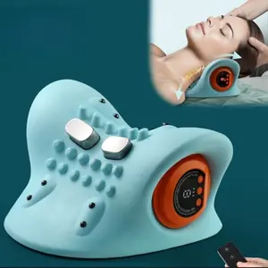 1 pc Neck Massager  Portable Neck Traction Device, Cervical with Heating & Vibration–Relieve Muscle Tension,4-in-1 neck Customizable Massage Modes with Wireless Remote Control Mother'day Gift
