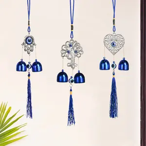 Blessed Evil Eye Wind Chime Blue Eye Wall Hanging Wind Bells Door Hanging Handcraft Protection Lucky Charm Off Negative Energy Home Decor