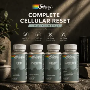 Solaray Complete Cellular Reset Bundle – NMN 500mg + Spermidine 3.3mg + Fisetin 250mg + Liposomal Glutathione – Cellular Wellness & Healthy Aging Support