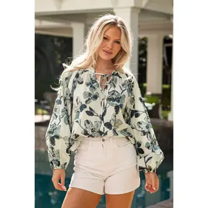 All About You Floral Blue Blouse