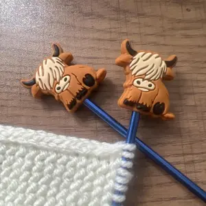 2pcs highland cow stitch stoppers for knitting, Stitch stoppers, stitch minders, point protectors for knitting, knitting protector, knitters gift