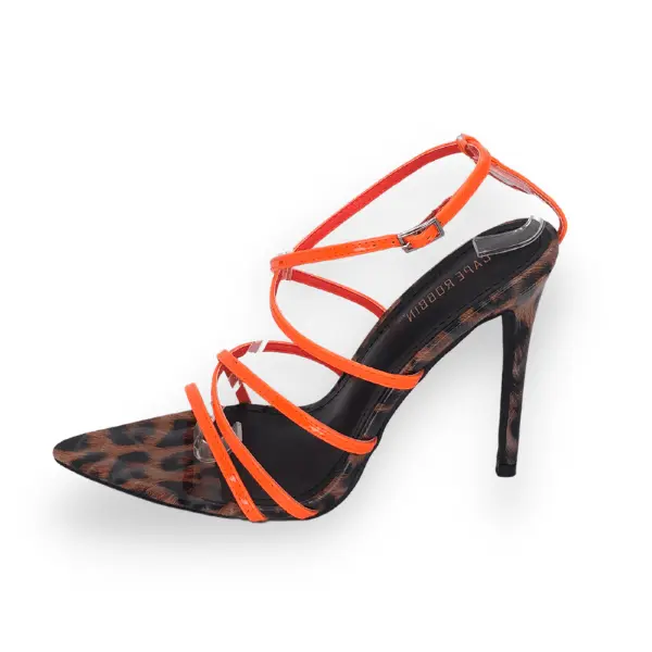 Cheetah Print Shoes | Orange Strappy Heels