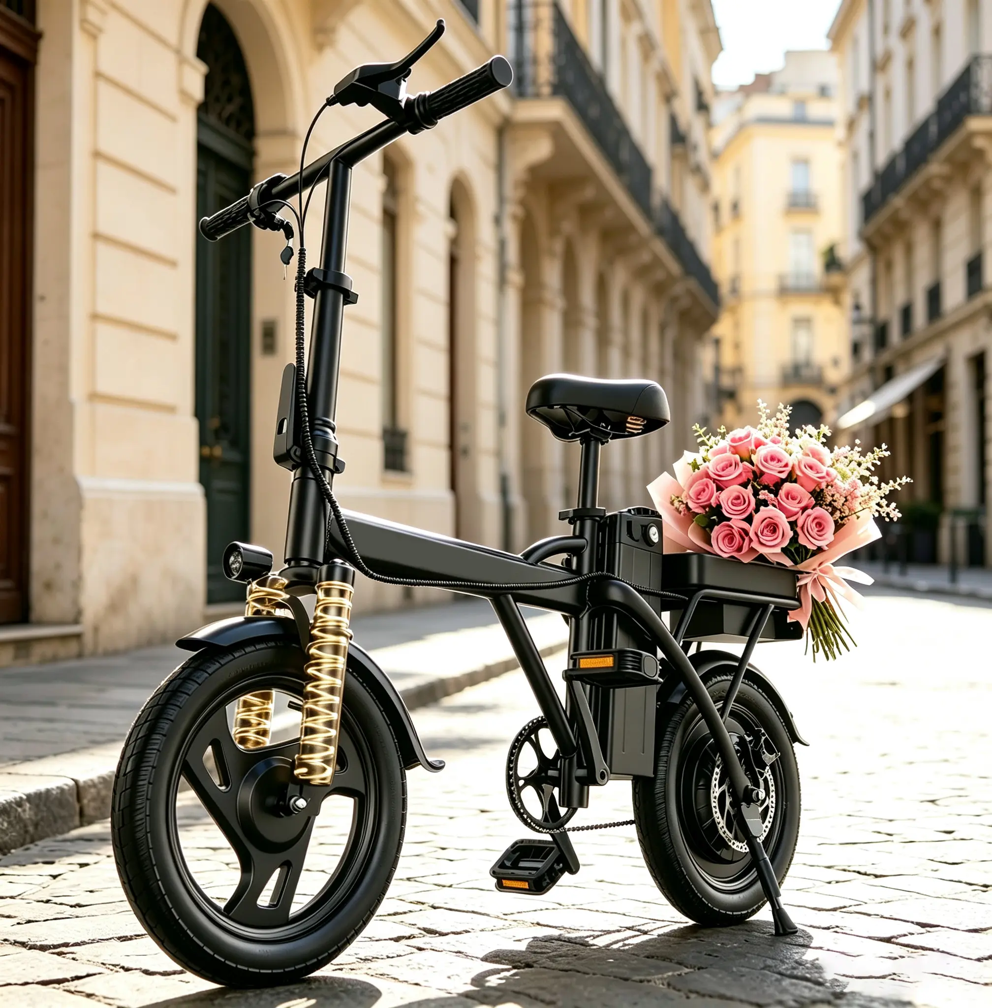 Folding Electric Bike for Adults, 500W Max Motor, 48V 5.2AH/9AH Battery, 22MPH Top Speed, 20-30 Mi Range, 14-Inch Tires, Front Wheel & Seat Suspension, IPX4 Waterproof, LED Lights, 265lbs Max Load Capacity