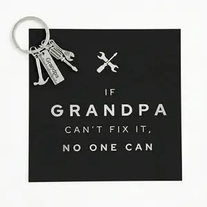 “If Grandpa Can’t Fix It” Card & Tool Keychain Gift Set – Perfect Father’s Day Gift for Grandpa Christmas Screwdriver