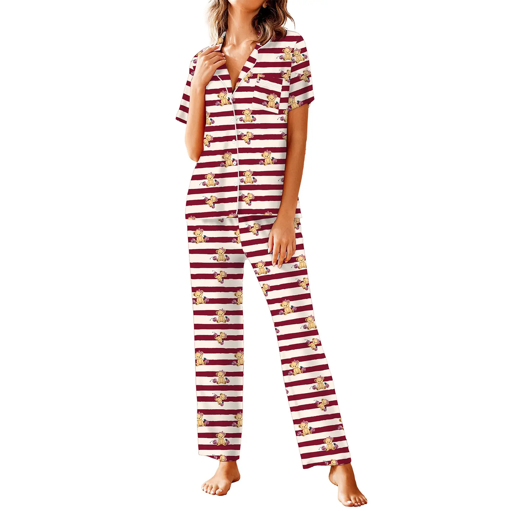 Avidlove Women Pajamas Set Notch Collar Soft Sleepwear Pjs Short Sleeve Button Down Nightwear with Long Pants Avidlove Women Pajamas Set Notch Collar Soft Sleepwear Pjs Short Sleeve Button Down Nightwear with Long Pants