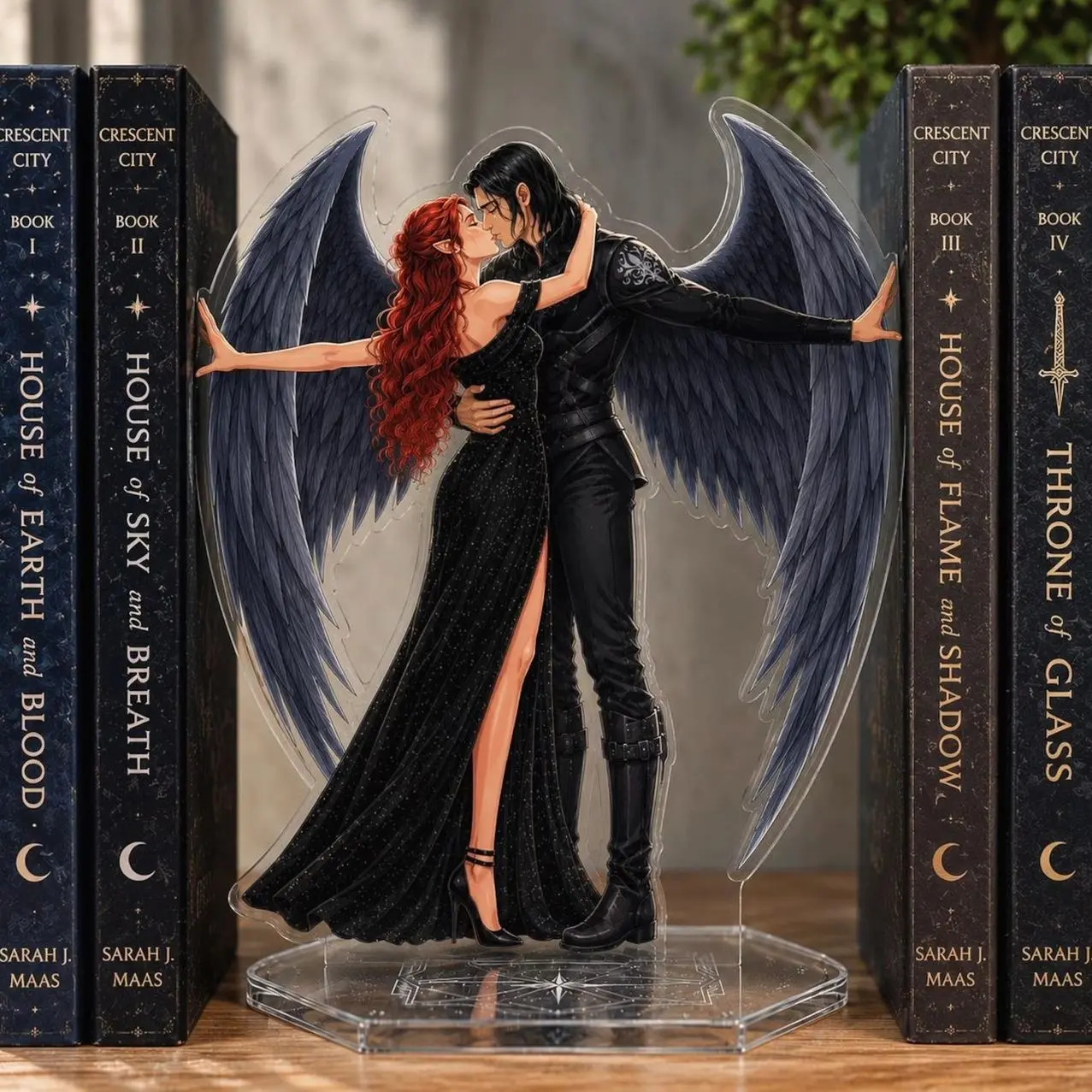 Bryce and Hunt Bookend Standee, Crescent City Angel Couple Shelf Decor, House of Earth and Blood Acrylic Display, Bookish Gift, Book Decor