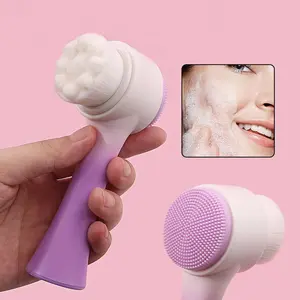 Double-sided Facial Cleansing Brush, 1 Count Soft Manual Facial Massage Brush, Deep Cleansing Tool for Women & Men