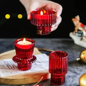 Nordic Style Vertical Glass Candle Holder, Romantic Table Candle Base, Creative Home Decor Ornament, Holiday Atmosphere Enhancer, Decoration