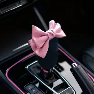 Cute Bow Car Handbrake Cover, Pull Glove Gear Shift Cover, Automotive Accessories Decoration, Girly Car Accessories, 1pc/2pcs Set