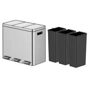 【GARVEE】Versatile Stainless Steel Kitchen Trash Cans with 2-3 Compartments, Removable Inner Buckets, Step-On Pedal, Quiet-Close Lid for Efficient Waste Management and Recycling, Available in 3x5.3 and 2x5.3 Gallon Sizes.