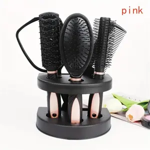 Heatless Hair Styling Tool Set for Women, 6 Counts/set Professional Hairdressing Styling Tool, Including Detangling Hair Brush, Anti Tangle Brush & Scalp Massage Airbags Comb & Stand, Straightener Comb