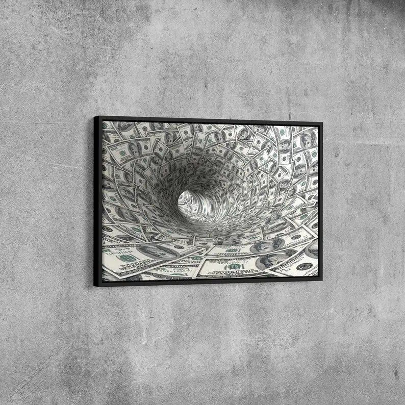 Money Art, 100 Dollar Bill Print, Benjamin Franklin Money, Home Wall Decor, Canvas Art, Wall Art, Ready to Hang