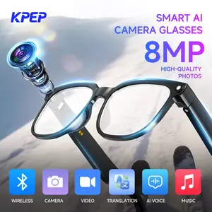 KPEP Smart AI Camera Glasses with 8MP Resolution, Button Touch Adjustment for Travel Outdoor Adventures Hands-Free Photography 160+Languages Real-Time Translation Bluetooth Wireless Wearable Video Recording UV Protection, Photochromic Glasses, Easter gift