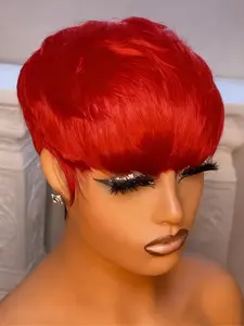 Pixie Cut Human Hair Wigs, Short Straight Silky Wig, Machine Made for Women, Daily Party Cosplay Gift Use, Party Holidays Gift Wig