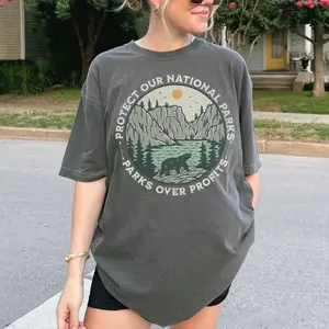 Protect Our National Parks Graphic Tee, Parks Over Profits Shirt, Granola Girl Aesthetic, Nature Forestcore Top