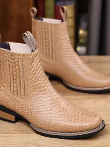 Versatile Chelsea Boots, Square Toe Foot Shape Correction, Car Line Edge, Business Casual Switch, All Seasons, PU Leather, Rubber Sole