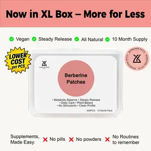 Xuan Yu Tang Berberine Patches, 300 Count, Steady Release, Vegan, 10-Month Supply, Large Packaging, Fda Registered