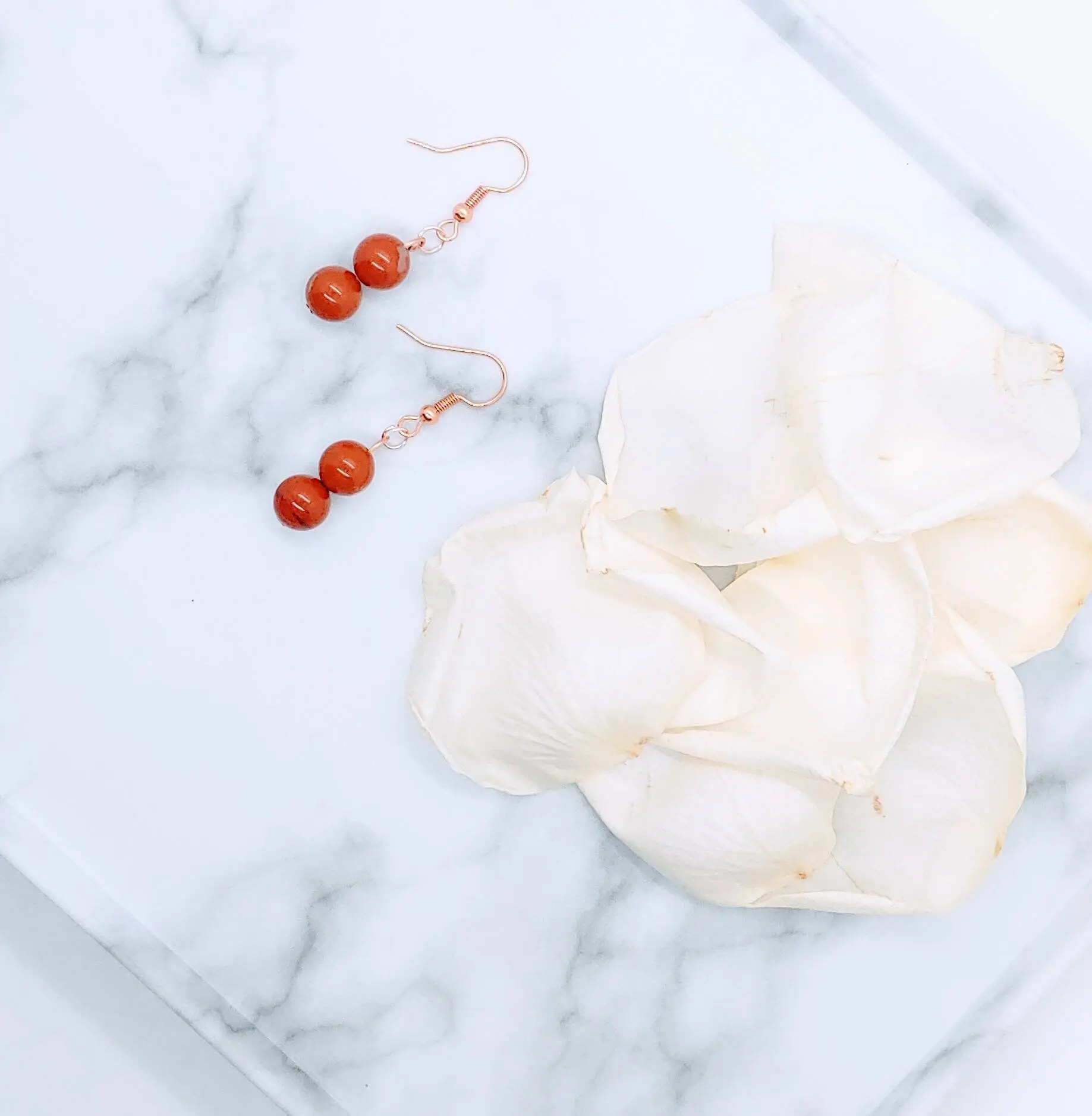 Red Jasper Earrings: Rose Gold Hypoallergenic Healing Crystal Jewelry