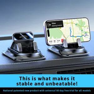 Car phone holder 360 degree rotation, suitable for car navigation in-car dashboard, horizontal and vertical screen adjustment angle, suction cup fixed non-slip mobile phone holder suitable for iPhone and Android Car Mount Smartphone
