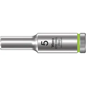 WERA 05004501001 8790 HMA DEEP SOCKETS (1/4" DRIVE SOCKETS - DEEP - 6-POINT) 1/4" DEEP SOCKET SW 5 NEON GREEN