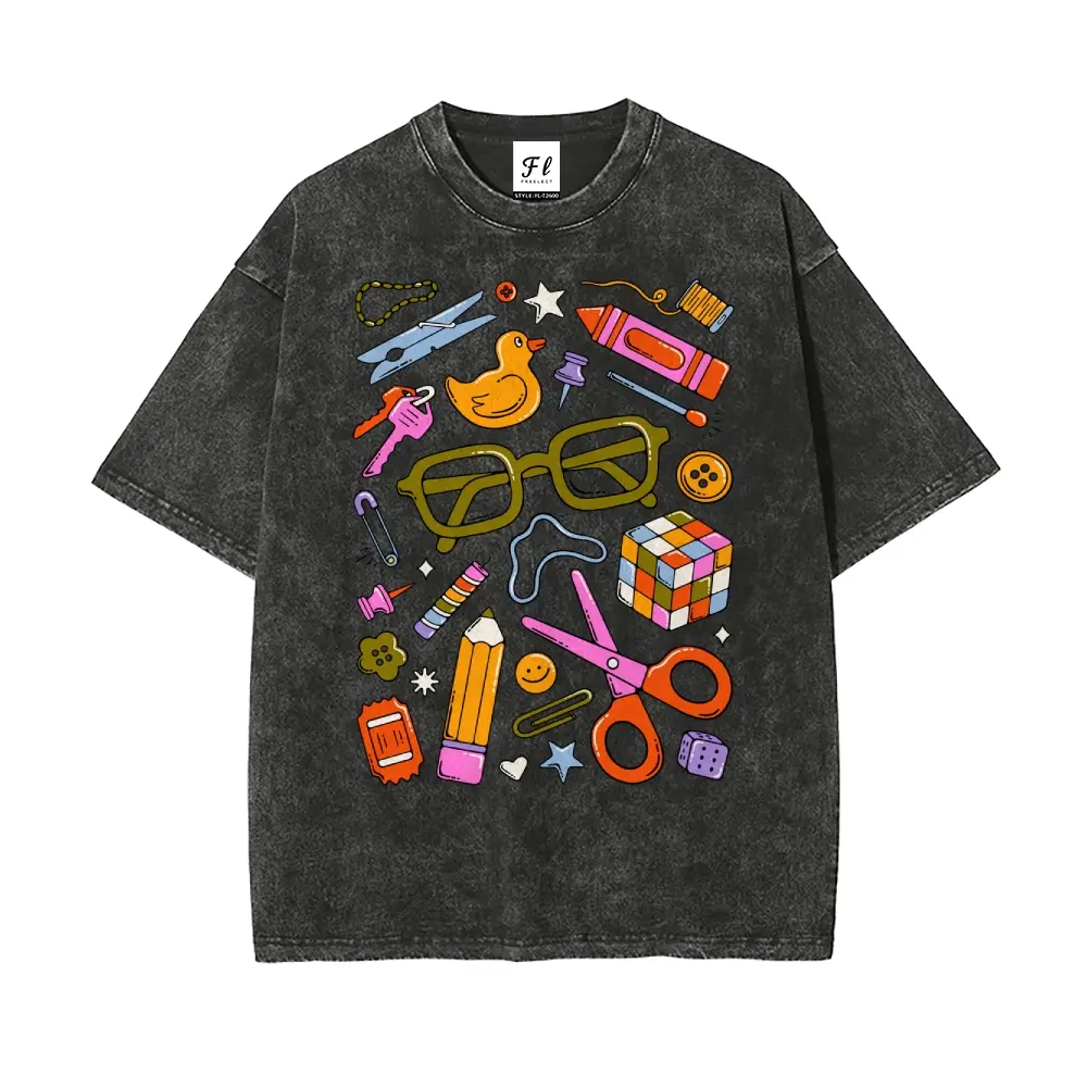 Unisex Graphic T-Shirt, Vintage Wash Oversized Tee in Soft Stretch Cotton Fabric, Retro Streetwear Top, Tshirt
