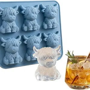 Mini Highland Cow Ice Cube Mold, Cute 3D Silicone Tray, Perfect for Chocolate, Candy, Jelly, Homemade Treats, Durable & Reusable Design