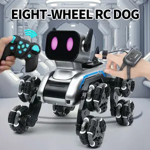 8-Wheel RC Stunt Transformable Dog | Remote + Watch Dual Control | One-Key Shape Shift | 360° Flip & All-Terrain Climbing | Gesture Sensing with Light & Music | Alloy Mech Toy Car | Smart Gift for Boys Kids Teens