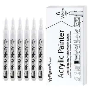 Acrylic Paint Pen (6 Counts/box), Student Acrylic Paint Pen for Rock Painting, Stone, Wood, Tire, Fabric, Canvas Extra-fine Tip Paint Pen, Acrylic Marker Pen