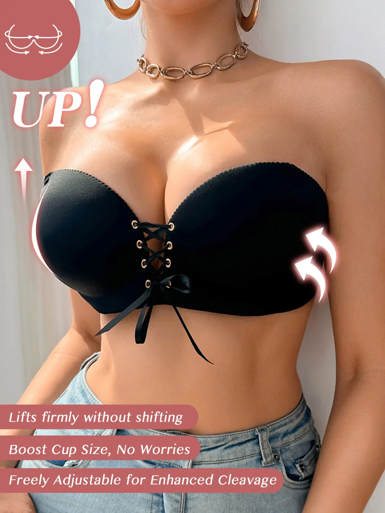 Women's Push-Up Bralette with Adjustable Straps, Breathable Comfort, Fit, Medium Support, Sexy Balconette Design, All Seasons Wear, Basic, Underwear, Breathable Comfy Bra