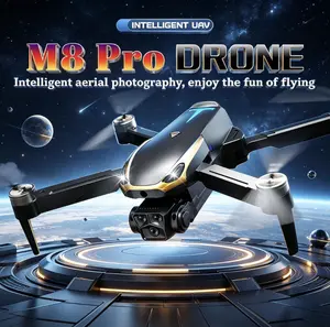 M8 Pro 2026 Aerial Drone, Equipped with 4K UHD EIS Camera, GPS Positioning, 5G WiFi FPV, Brushless Motors, Optical Flow Hover, Intelligent Obstacle Avoidance, Auto Return, 360° Stunt Roll, 2 Batteries Included