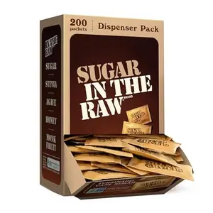 Sugar In The Raw, Turbinado Cane Sugar Packets, 200 Ct | Pure, All-Natural Turbinado Sugar, Non-GMO Project Verified, Kosher, Vegan and Gluten Free