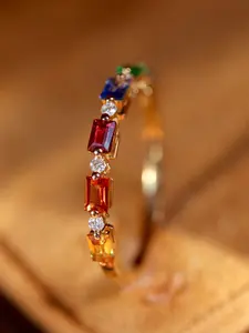 Elegant Women's S925 Silver Statement Ring with Colorful Cubic Zirconia, Perfect Gift for Special Occasions, Stylish Female Jewelry Accessory, Cubic Zirconia Rings