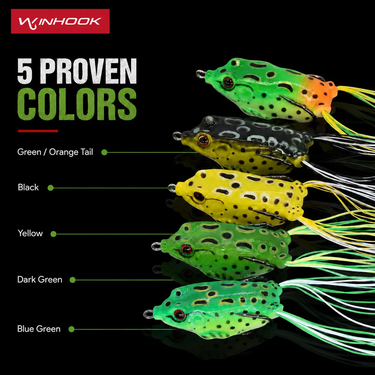 WINHOOK 5.5cm Topwater Frog Lure, 12g Soft PVC Weedless Fishing Bait with Double Hooks, 3D Eyes & Silicone Skirt Legs,WINHOOK 5.5cm Topwater Frog Lure, 12g Soft PVC Weedless Fishing Bait with Double Hooks, 3D Eyes & Silicone Skirt Legs