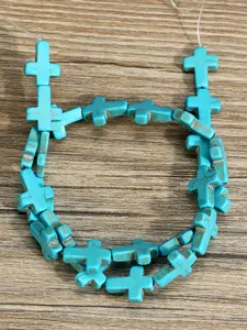 Turquoise and Howlite Cross Beads Pendant, 12x16mm, DIY Jewelry Making Supplies, Handcrafted Necklace Bracelet Phone Charm, 40cm Strip, 25pcs beads
