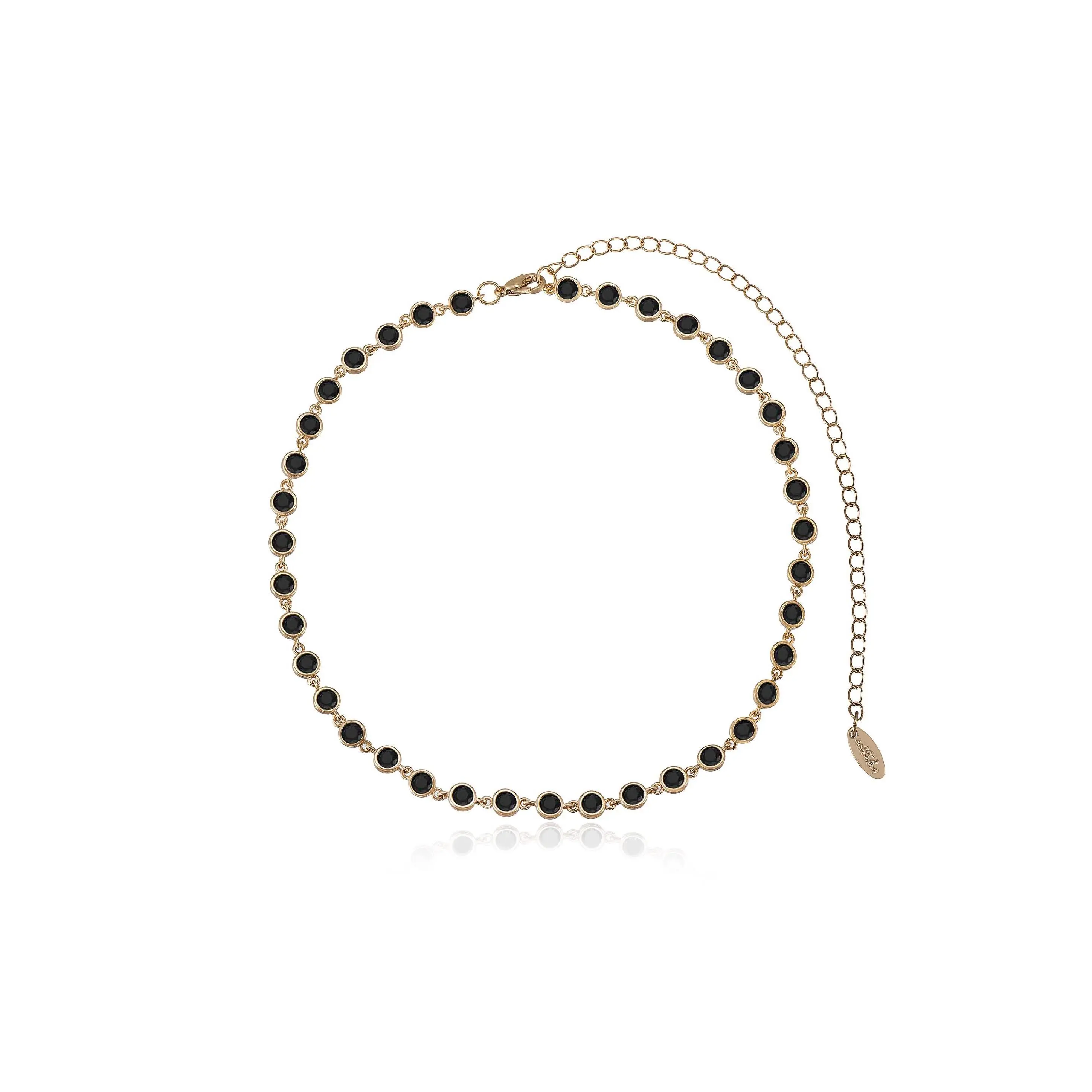 Black Crystal with 18k Gold Plating