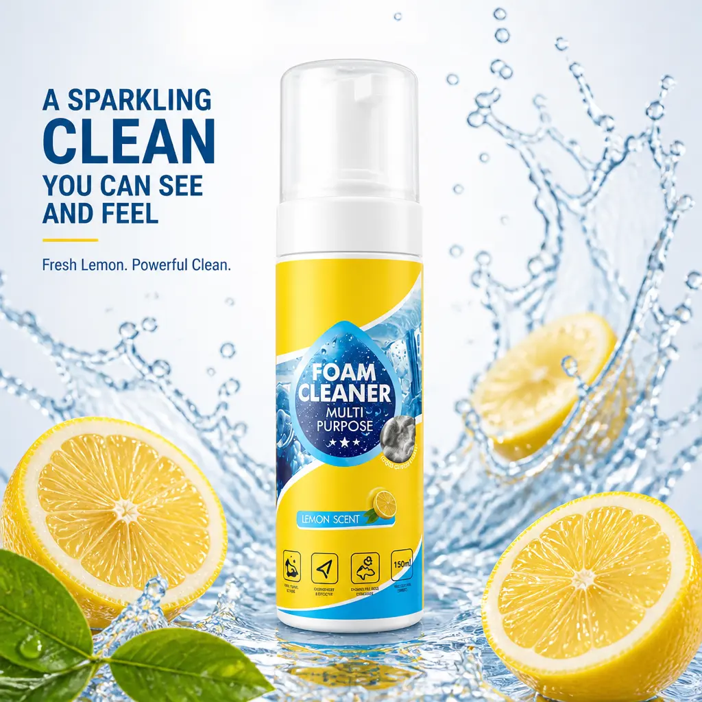 4-in-1 Multi-Enzyme Foam Cleaner, New Foam No-Rinse Cleaner, All-Purpose Deep Cleaning Spray for Car Interior, Kitchen Grease, Bathroom Tiles, Sofa Upholstery