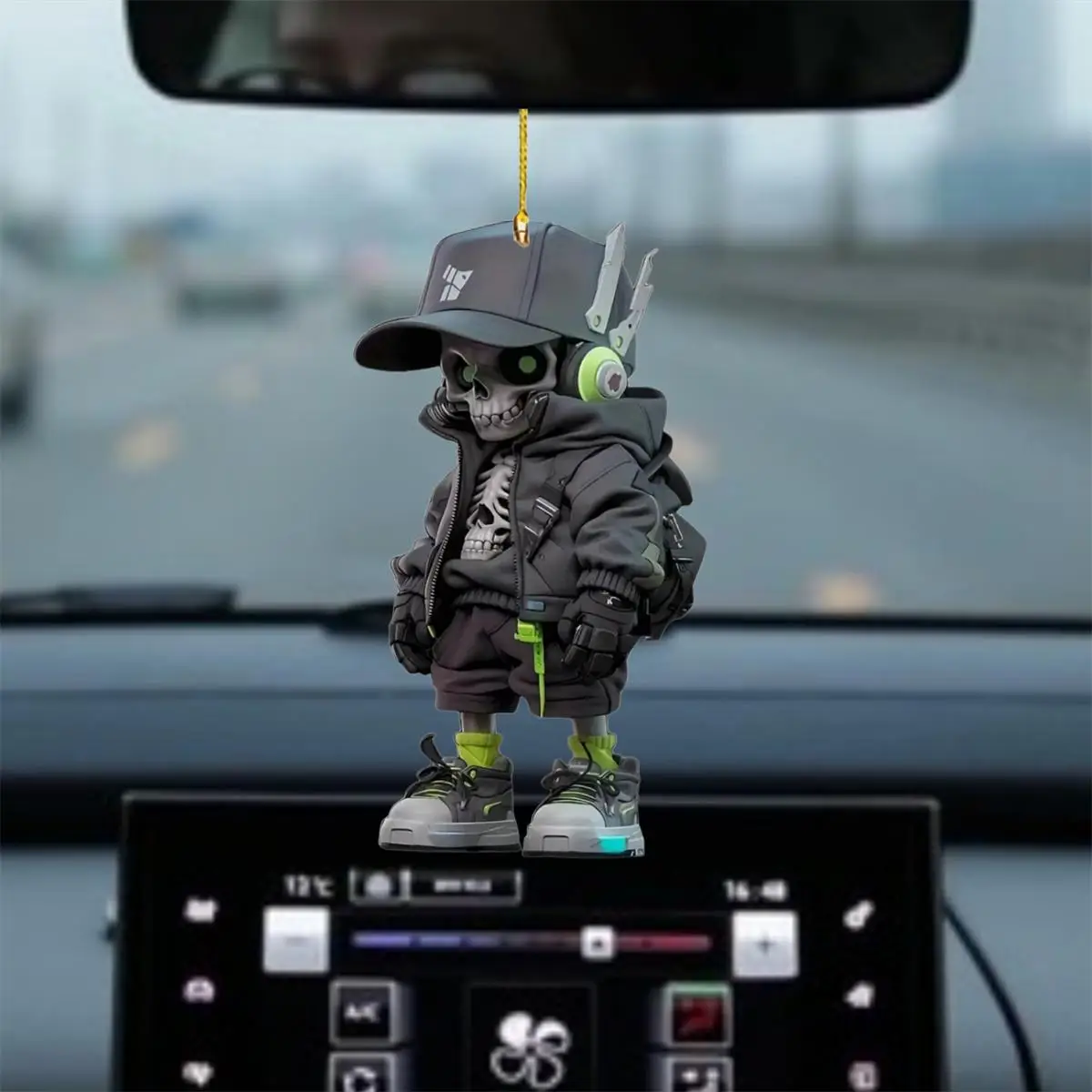 Cool Skull Design Car Hanging Ornament, Creative Acrylic Car Interior Hanging Decoration, Car Decoration Accessories for Men as Gift