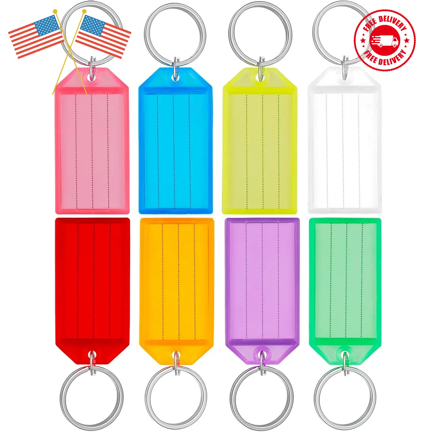 10 Pieces Key Tags 2 Inch Plastic Key Chain Tags