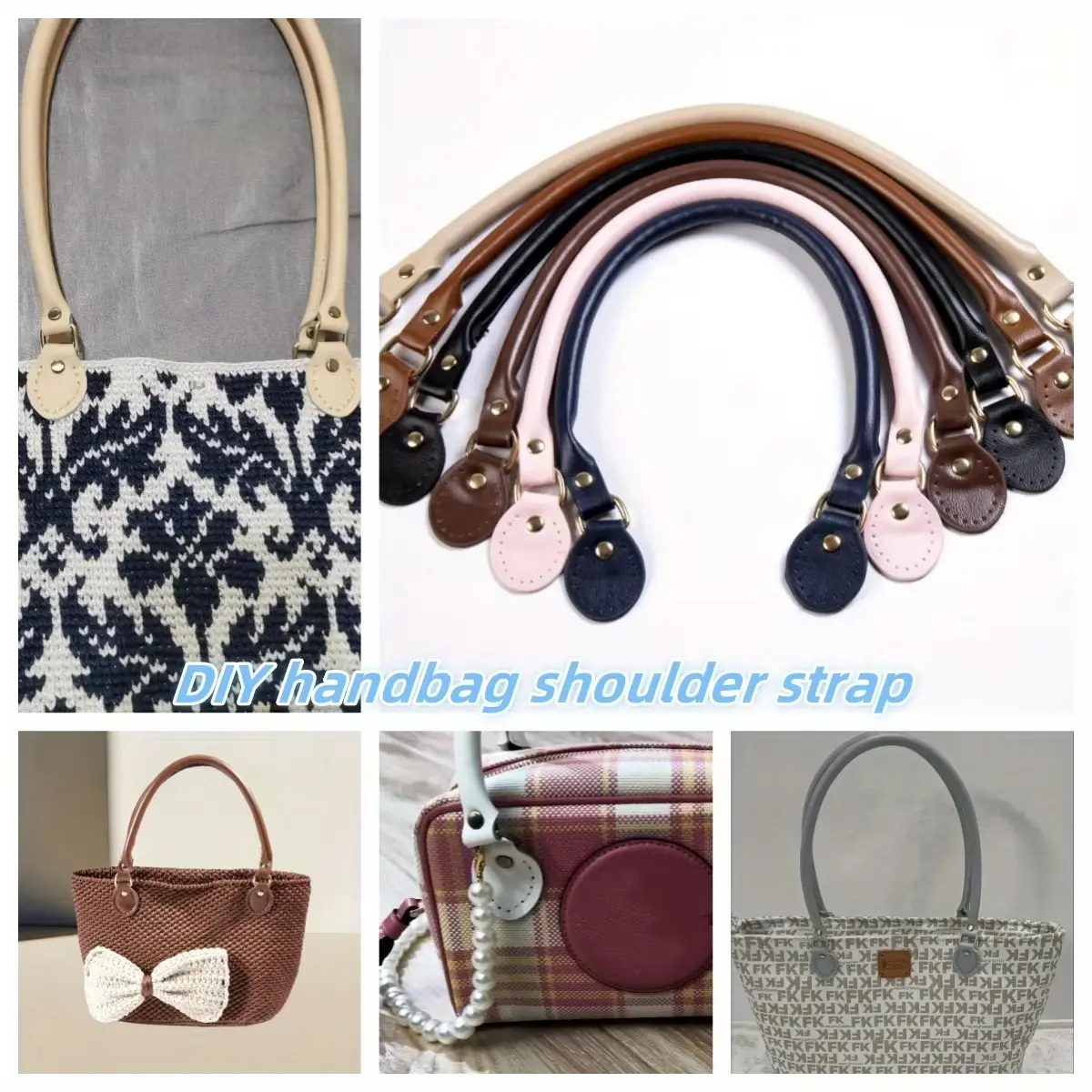 2pcs 50cm hand-sewn handbag straps, with hanging loops + handle design, for upcycling old bags or replacing straps, Purse Shoulder Straps, Handbag Accessory