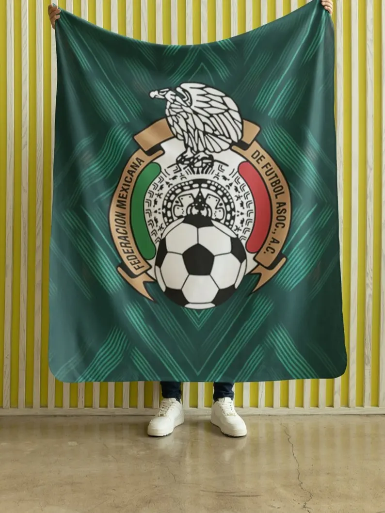 Mexico Soccer Team Inspired Sherpa Fleece Blanket, Futbol Mexicano Liga MX Style Cobija Mexicana, Lightweight Cozy Blanket, Christmas Gift Regalo Navidad