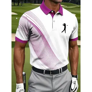 The Classic White And Blue Color Scheme Features Striking Blue Cuffs, While The Unique Blue Polka Dot Curves on The Garment Enhance Its Fashion Appeal. The 3D Golf Ball Print on The Chest Highlights Its Sporty Nature. The Fabric Is Comfortable to We