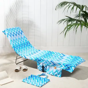 Cherry Beach Chair Cover with Side Pockets, Soft Absorbent Lounge Chair Towel Cover for Pool Sun Lounger, Quick Dry Recliner Protector for Summer Vacation
